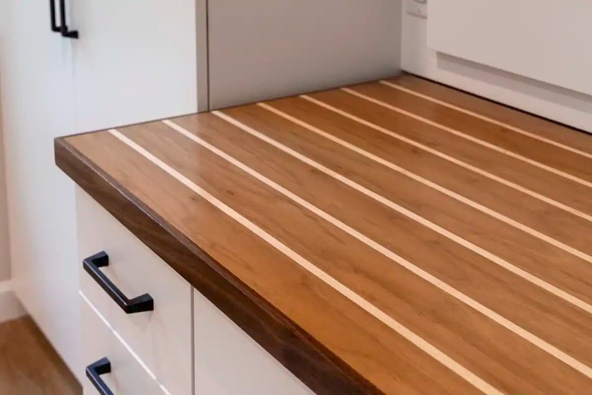 Live-edge wood countertop detail